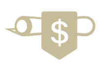 rolled-up document with dollar-sign badge