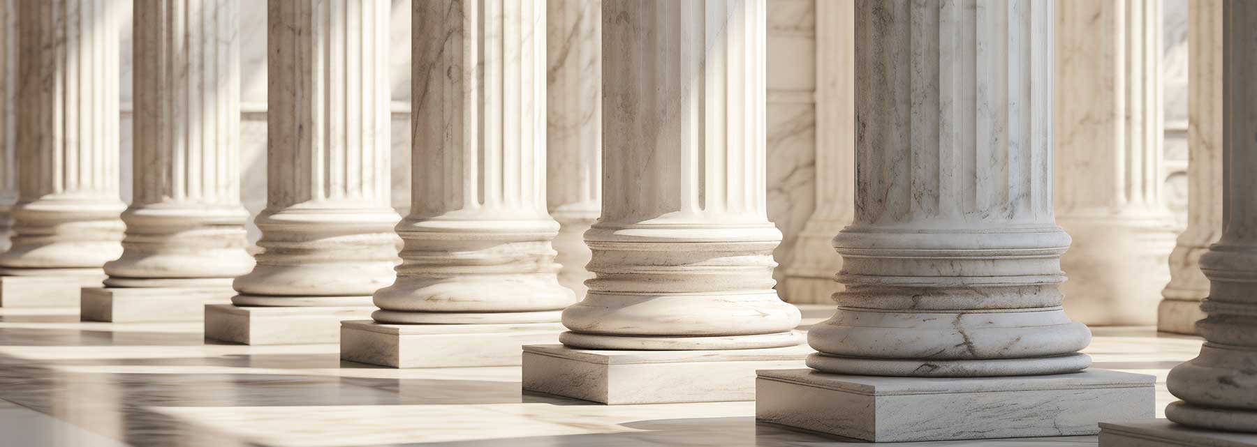 a row of columns on a UA building